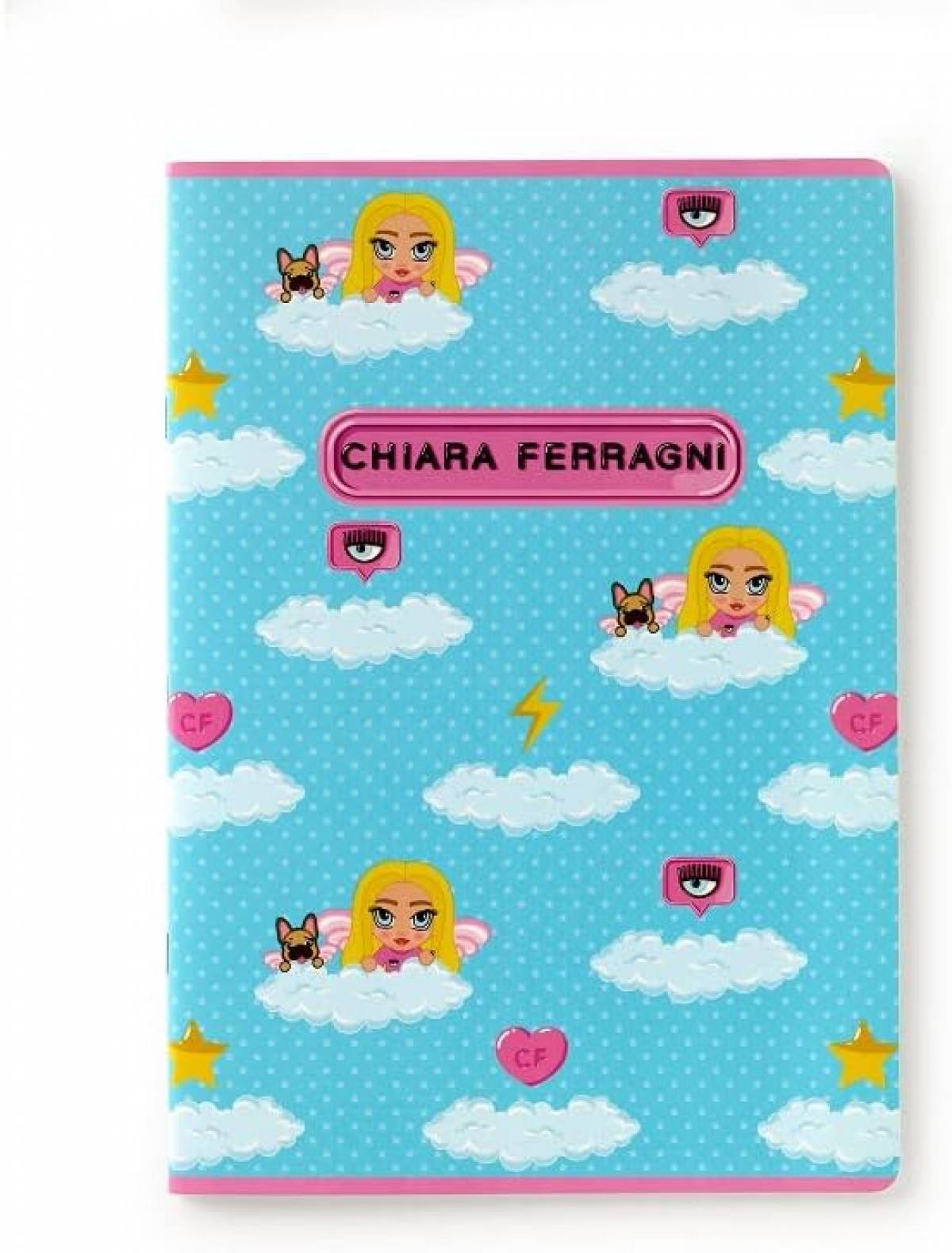 Caiet capsat Chiara Ferragni A4 D 42 file hartie FSC 80gr coperta 240gr albastru cu model